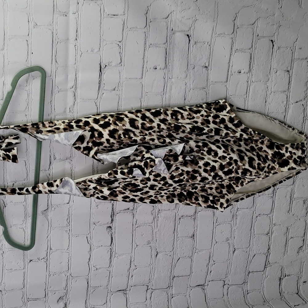 NWT Bleu rod Beattie leopard print lattice ruffle one piece